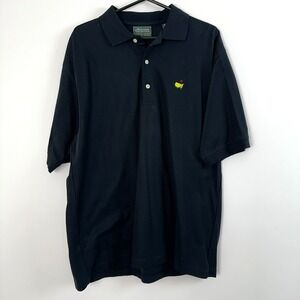 Masters Collection Men Black Polo Shirt Large 60s Two-Ply Mercerized Cotton Logo